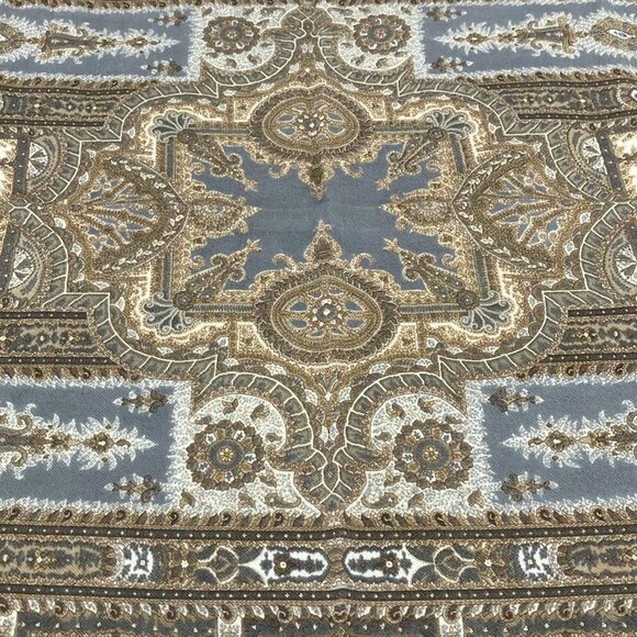 Auth ETRO - Brown Gray Multi Wool Silk Scarf - Picture 5 of 6